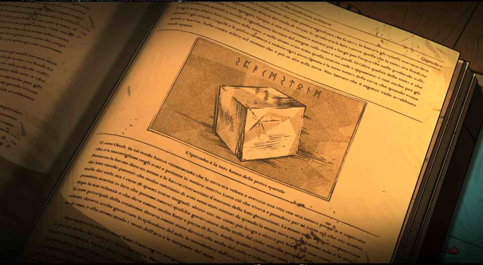 An open book with the picture of the Tesseract.